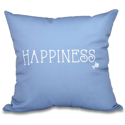 Coastal Happiness Word Print 16-inch Throw Pillow