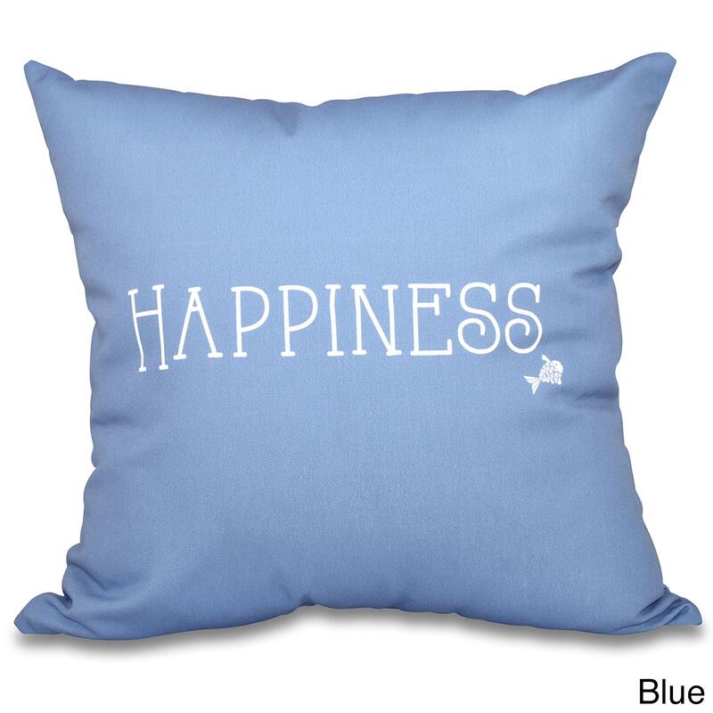Coastal Happiness Word Print 16-inch Throw Pillow