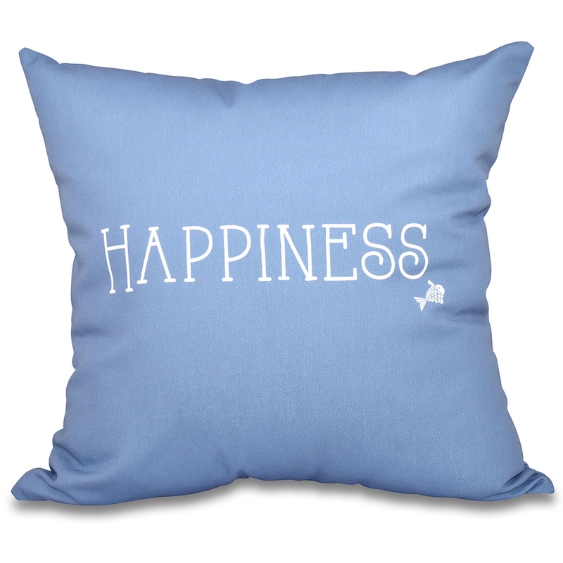 Coastal Happiness Word Print 16-inch Throw Pillow