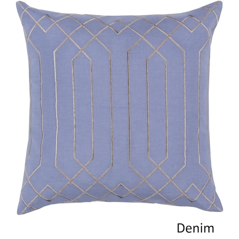 Decorative List 20-inch Poly or Feather Down Filled Throw Pillow - Down - Denim