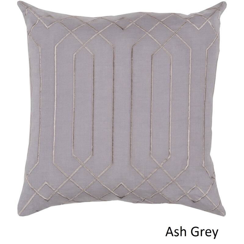 Decorative List 20-inch Poly or Feather Down Filled Throw Pillow - Down - Ash