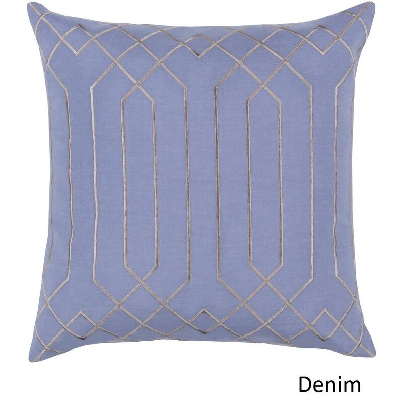 Decorative List 18-inch Poly or Feather Down Filled Throw Pillow - Down - Denim