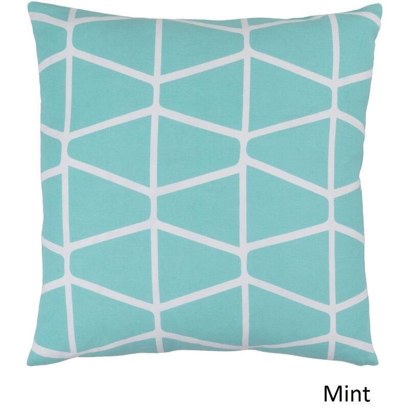 Decorative Pole 22-inch Poly or Feather Down Filled Throw Pillow - White/Blue - Down