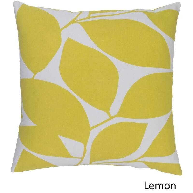 Decorative Path 22-inch Poly or Feather Down Filled Throw Pillow - Yellow/Off-White - Down
