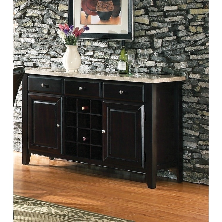 Greyson Living  Malone Marble Top Serverr with Wine Storage (Cherry)