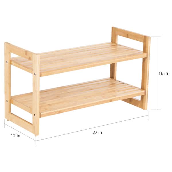 dimension image slide 1 of 2, TRINITY Bamboo Shoe Rack (Pack of 2)