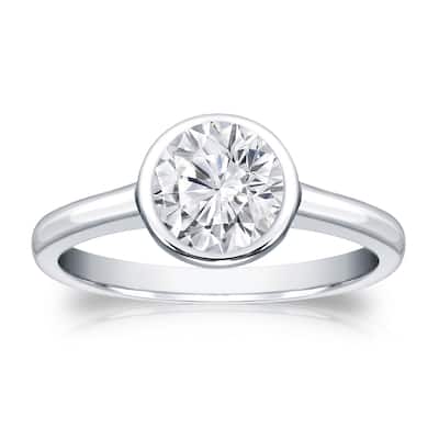 Auriya 18k Gold 1ctw Bezel Solitaire Diamond Engagement Ring