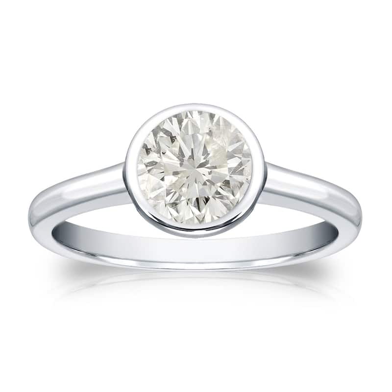 Auriya 18k Gold 3/4 carat TW Bezel-set Solitaire Diamond Engagement Ring - 4 - White