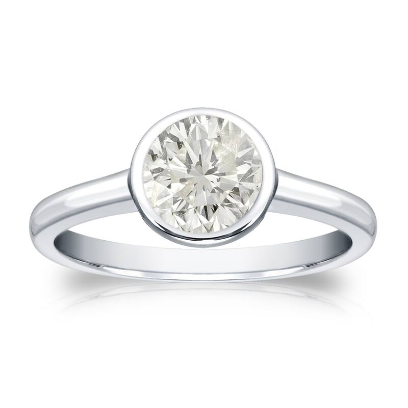 Auriya 18k Gold 3/4 carat TW Bezel-set Solitaire Diamond Engagement Ring