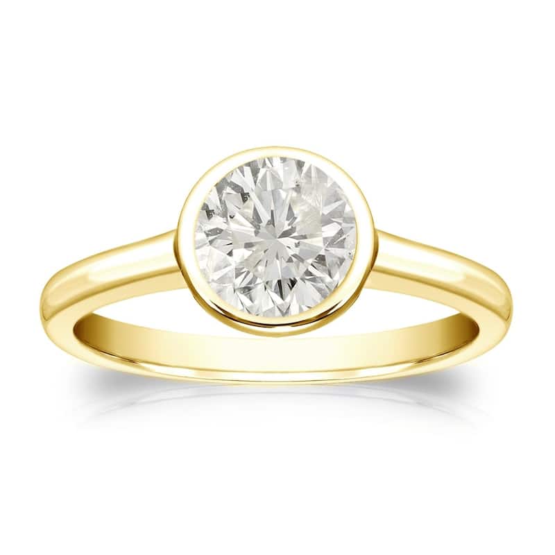 Auriya 18k Gold 3/4 carat TW Bezel-set Solitaire Diamond Engagement Ring - 4 - Yellow