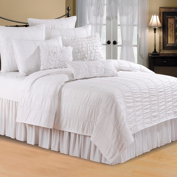 Bianca Smocked White Quilt (Shams Not Included)