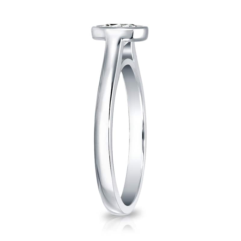 Auriya 18k Gold 1ctw Bezel Solitaire Diamond Engagement Ring Certified (I-J, SI1-SI2)