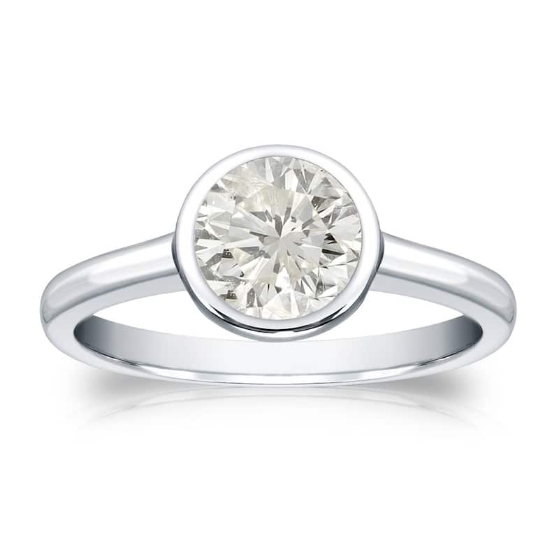 Auriya 18k Gold 1 carat TW Bezel-set Solitaire Diamond Engagement Ring (J-K, I1-I2) - 10 - White