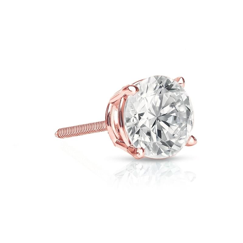 Auriya 1/4ctw Round Diamond SINGLE STUD (1) Earring 14k Gold - Rose