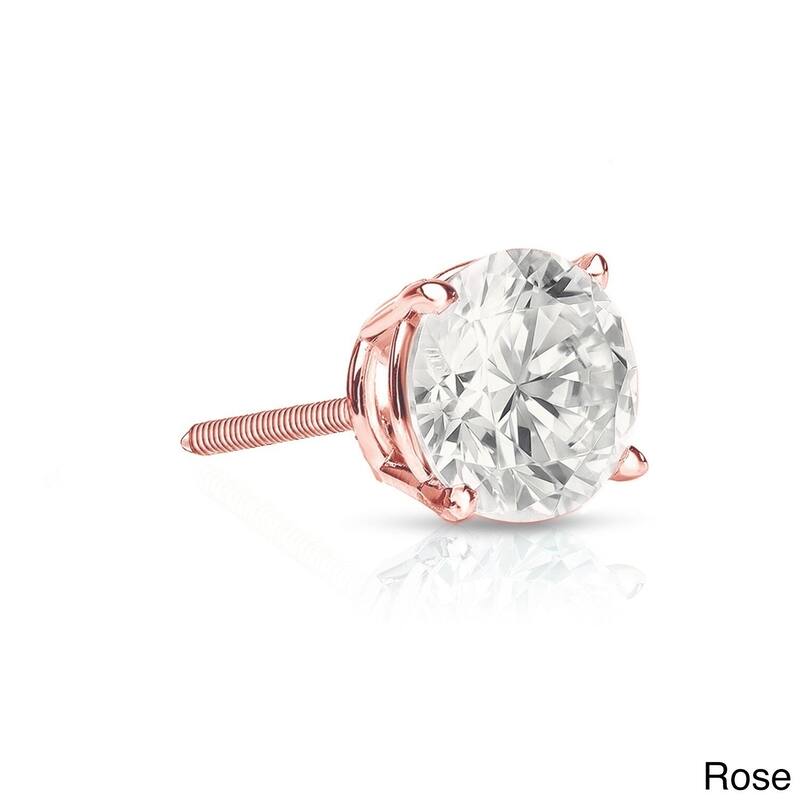 Auriya 1/4ctw Round SINGLE STUD (1) Diamond Earring 14k Gold - Rose