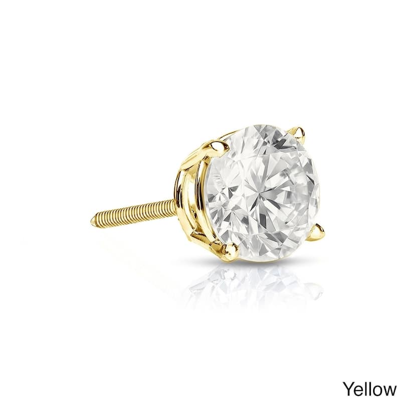 Auriya 1/4ctw Round SINGLE STUD (1) Diamond Earring 14k Gold - Yellow