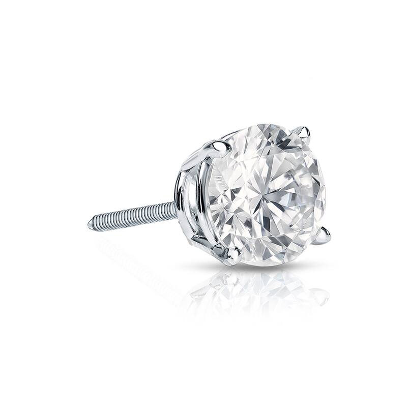 Auriya 14k Gold 1/3ct TDW Round SINGLE STUD (1) Diamond Earring - White