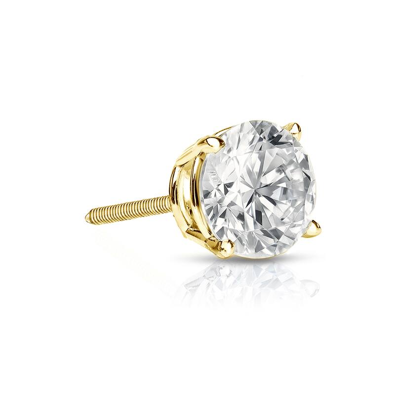 Auriya 14k Gold 1/3ct TDW Round SINGLE STUD (1) Diamond Earring - Yellow