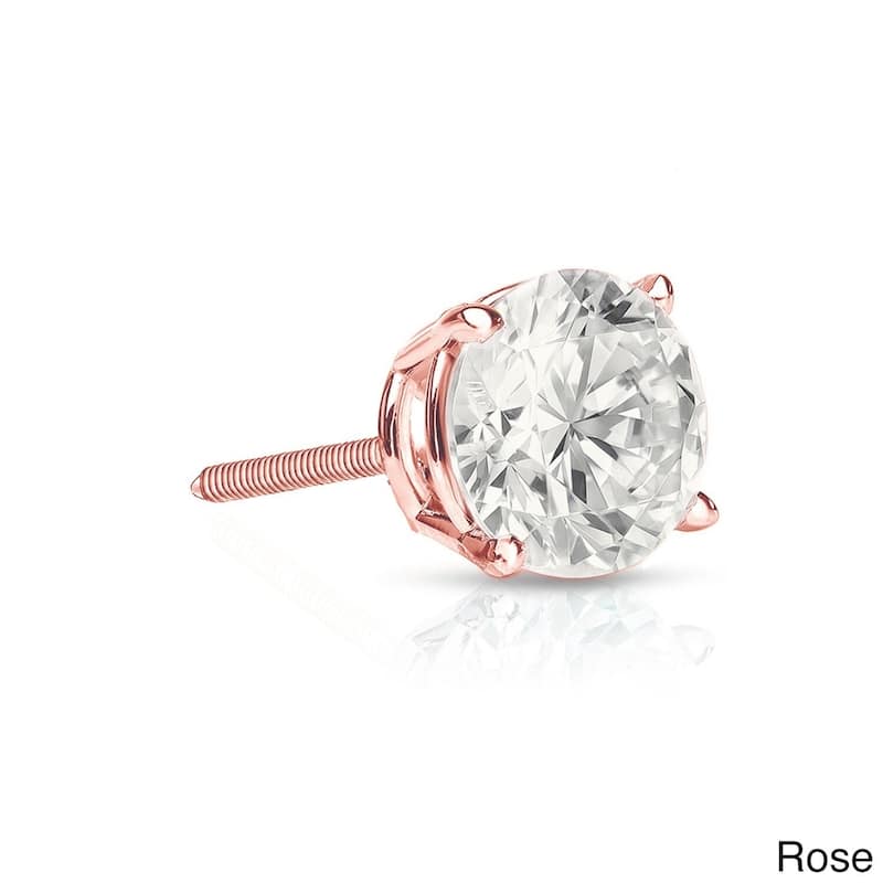 Auriya 1/3ctw Round Diamond SINGLE STUD (1) Earring 14k Gold - Rose
