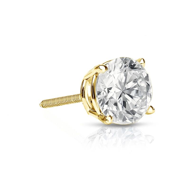 Auriya 14k Gold 1/2ct TDW Round SINGLE STUD (1) Diamond Earring - Yellow