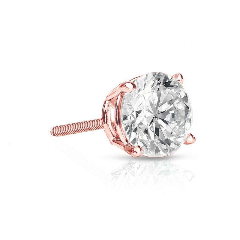 Auriya 14k Gold 1/2ct TDW Round SINGLE STUD (1) Diamond Earring - Rose