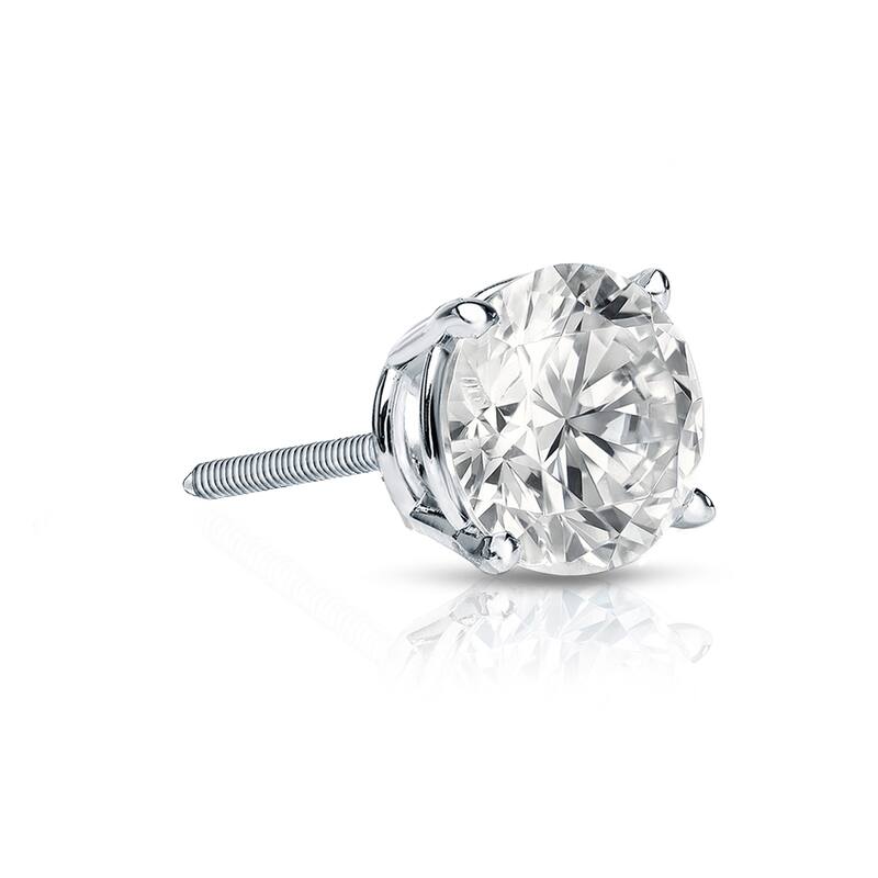 Auriya 14k Gold 1/2ct TDW Round SINGLE STUD (1) Diamond Earring - White