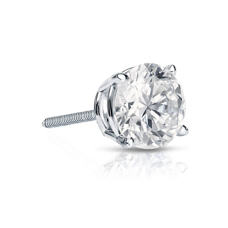 Auriya 14k Gold 3/4ct TDW Round SINGLE STUD (1) Diamond Earring - White