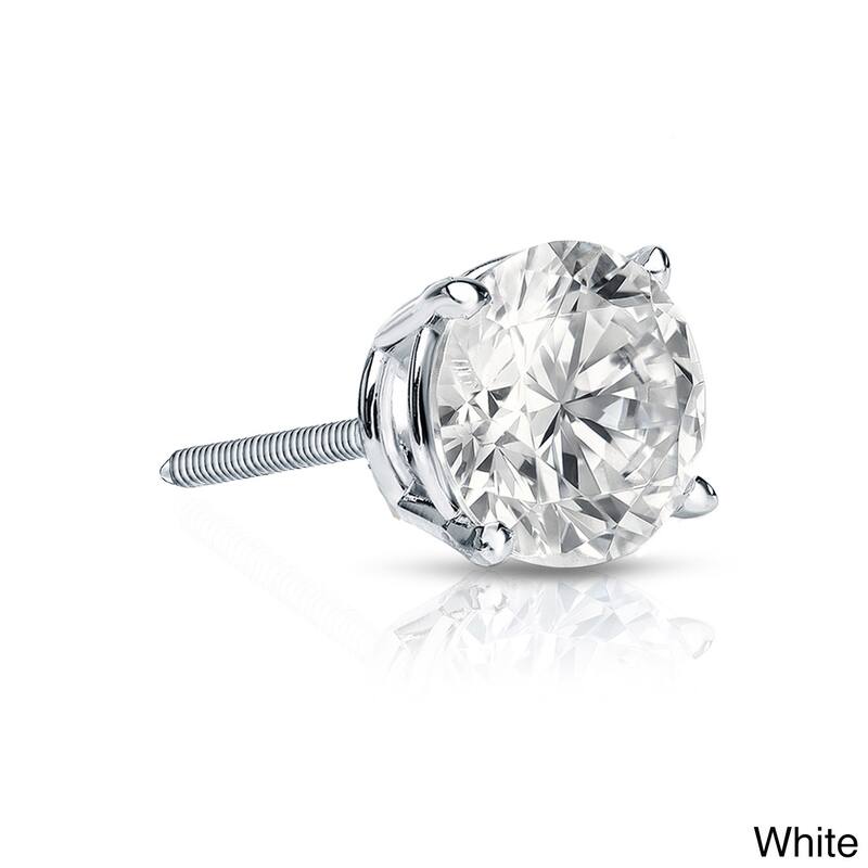 Auriya 14k Gold 3/4ct TDW Round SINGLE STUD (1) Diamond Earring - White