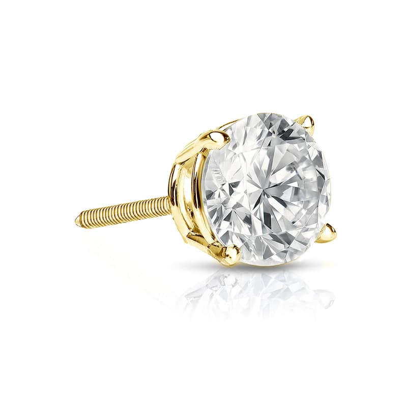 Auriya 14k Gold 3/4ct TDW Round SINGLE STUD (1) Diamond Earring - Yellow