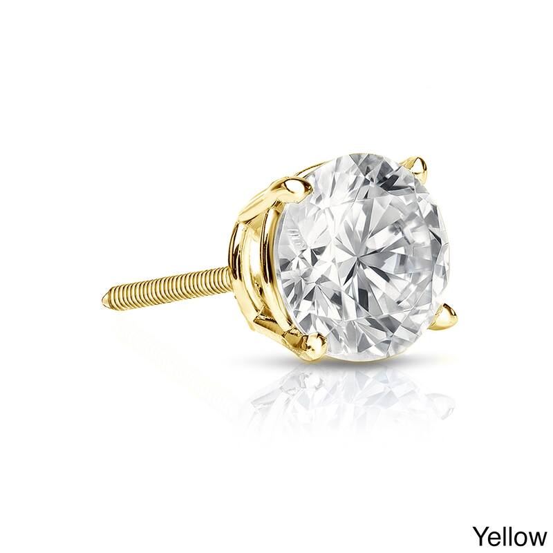 Auriya 14k Gold 3/4ct TDW Round SINGLE STUD (1) Diamond Earring