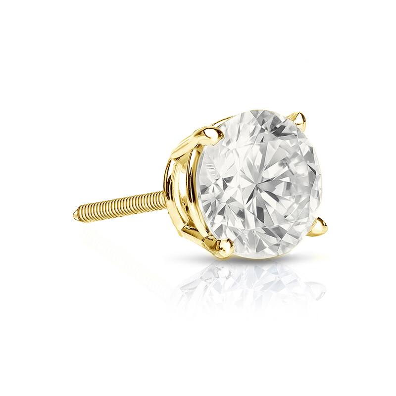Auriya 14k Gold 3/4ct TDW Round SINGLE STUD (1) Diamond Earring - Yellow