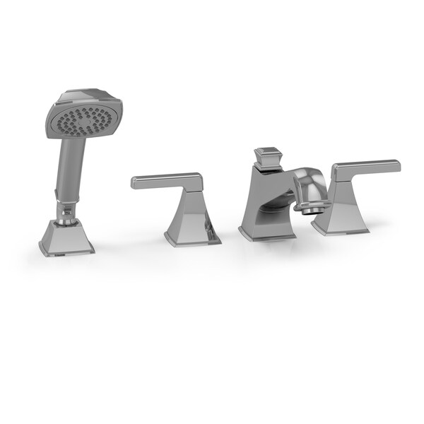 Toto Connelly Two Handle Deck Mount Roman Tub Filler Trim With Hand Shower Polished Chrome Tb221s Cp