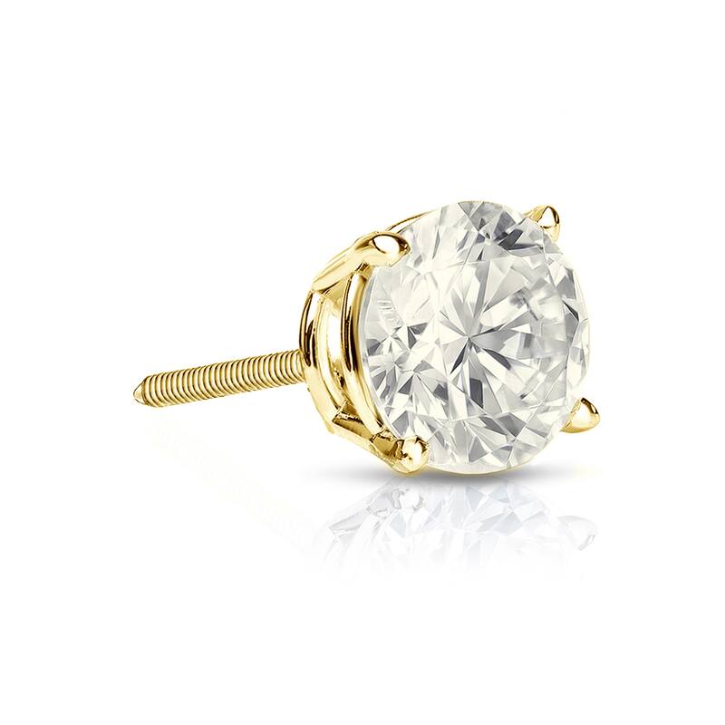 Auriya 14k Gold 3/4ct TDW Round SINGLE STUD (1) Diamond Earring - Yellow