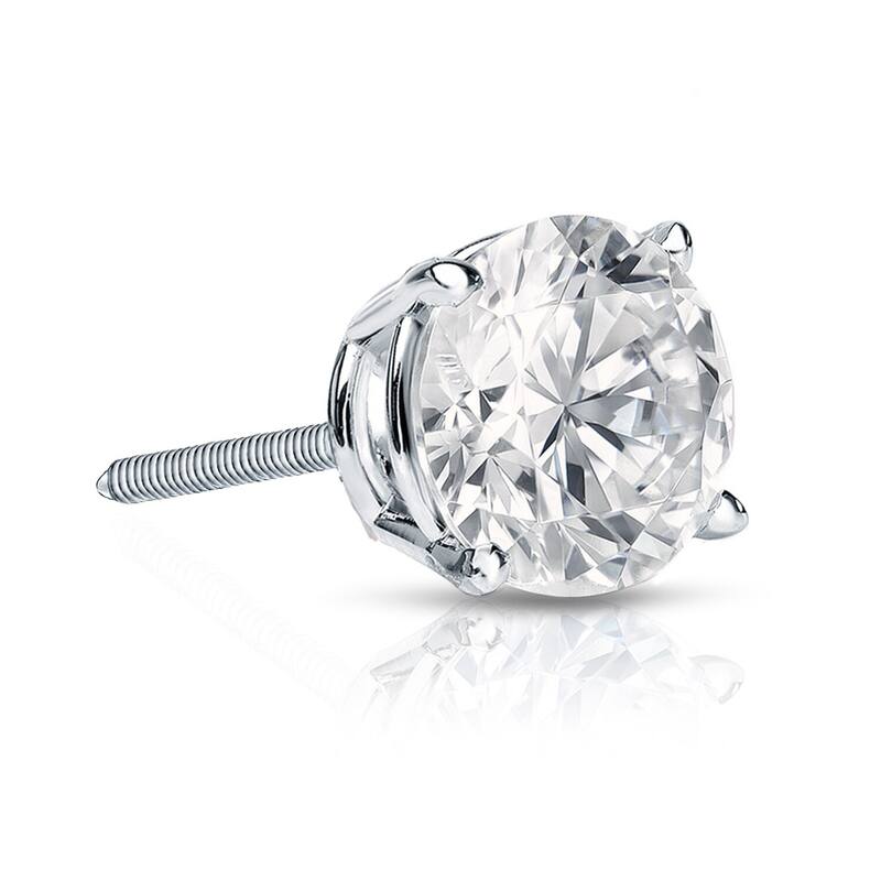 Auriya 1ctw Round Diamond SINGLE STUD (1) Earring 14k Gold - White