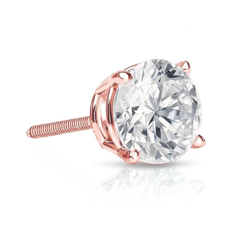 Auriya 1ctw Round Diamond SINGLE STUD (1) Earring 14k Gold - Rose