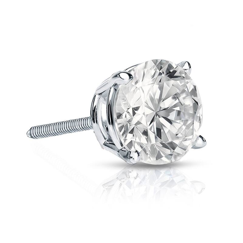Auriya 1ctw Round Diamond SINGLE STUD (1) Earring 14k Gold - White