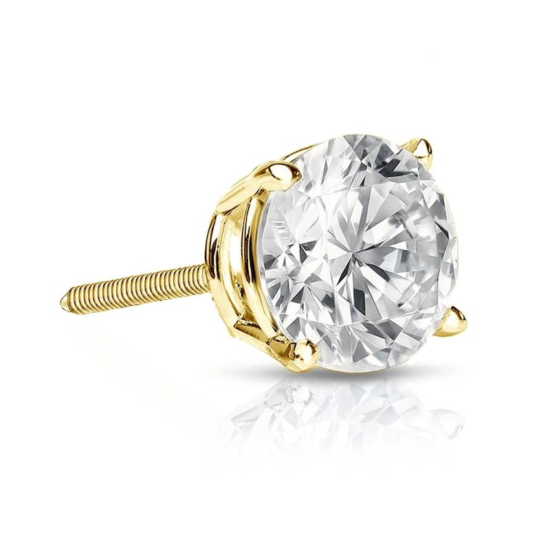 Auriya 1ctw Round Diamond SINGLE STUD (1) Earring 14k Gold - Yellow