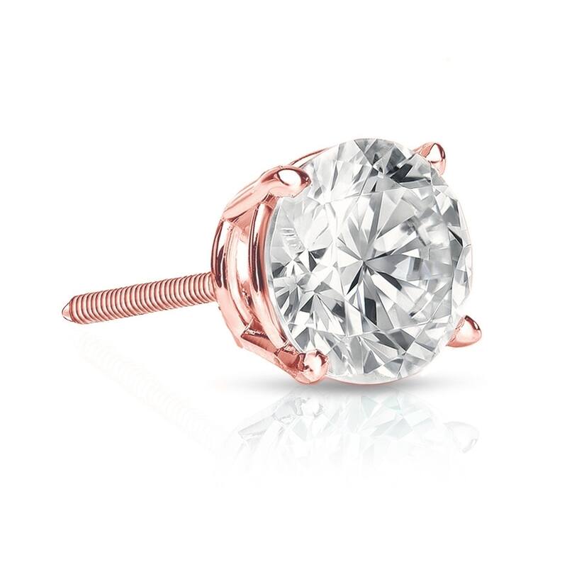 Auriya 1ctw Round Diamond SINGLE STUD (1) Earring 14k Gold - Rose