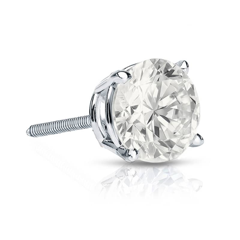 Auriya 14k Gold 1ct TDW Round SINGLE STUD (1) Diamond Earring - White
