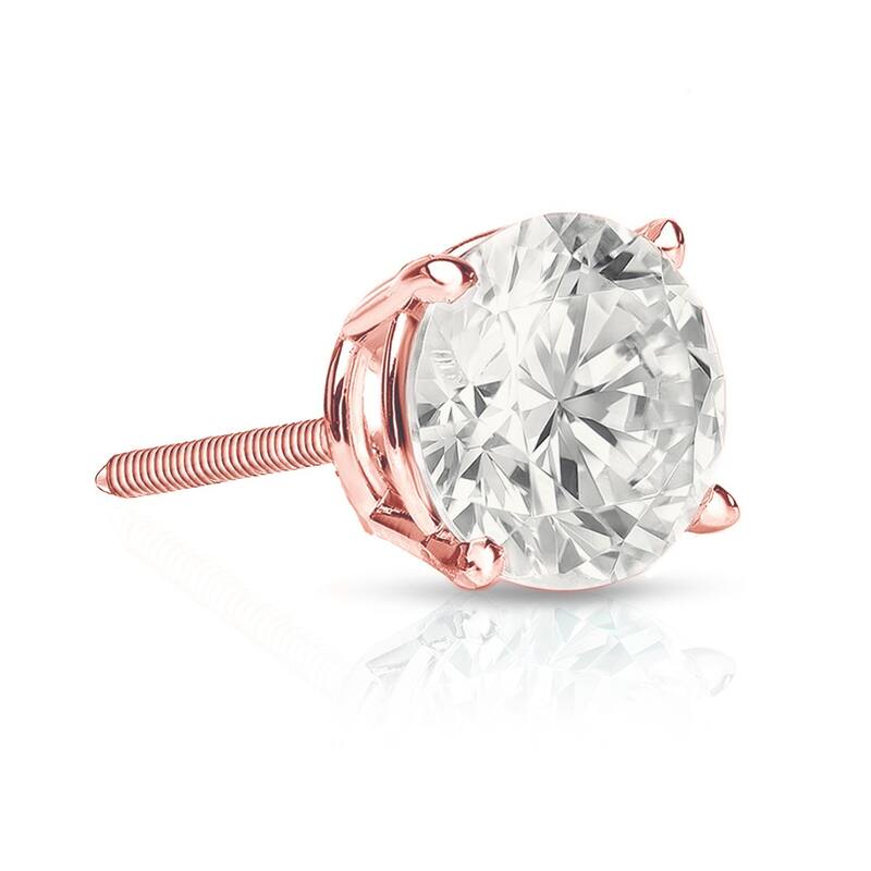 Auriya 14k Gold 1ct TDW Round SINGLE STUD (1) Diamond Earring - Rose