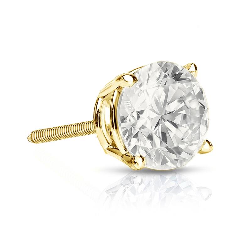 Auriya 14k Gold 1ct TDW Round SINGLE STUD (1) Diamond Earring - Yellow
