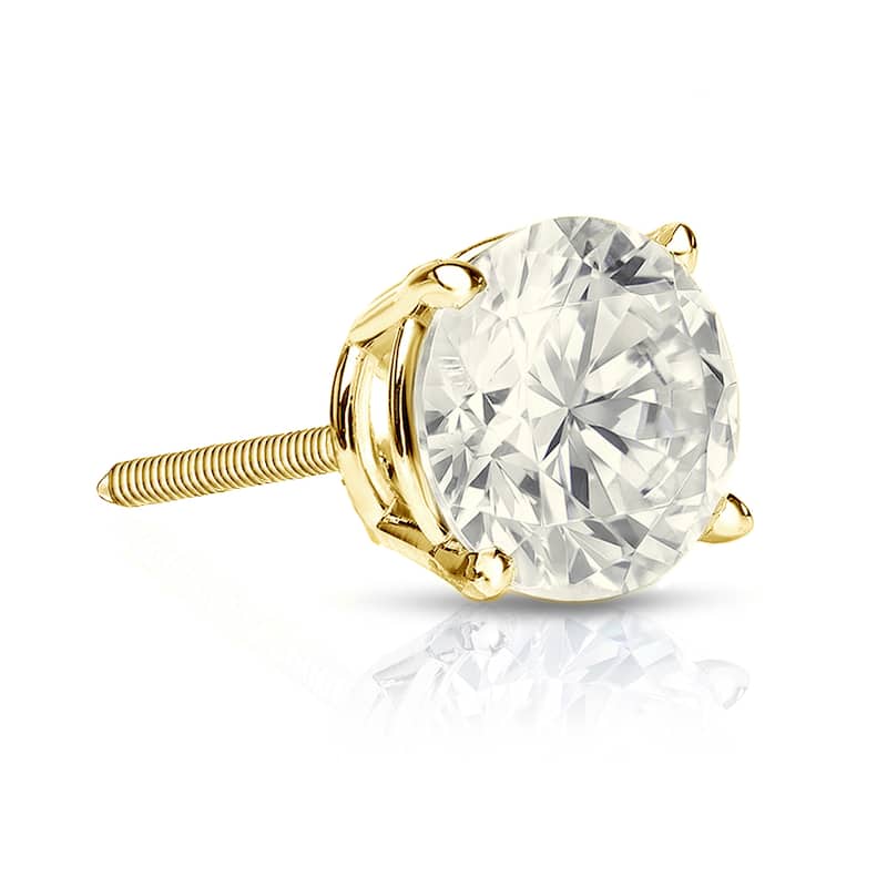 Auriya 14k Gold 1ct TDW Round SINGLE STUD (1) Diamond Earring - Yellow