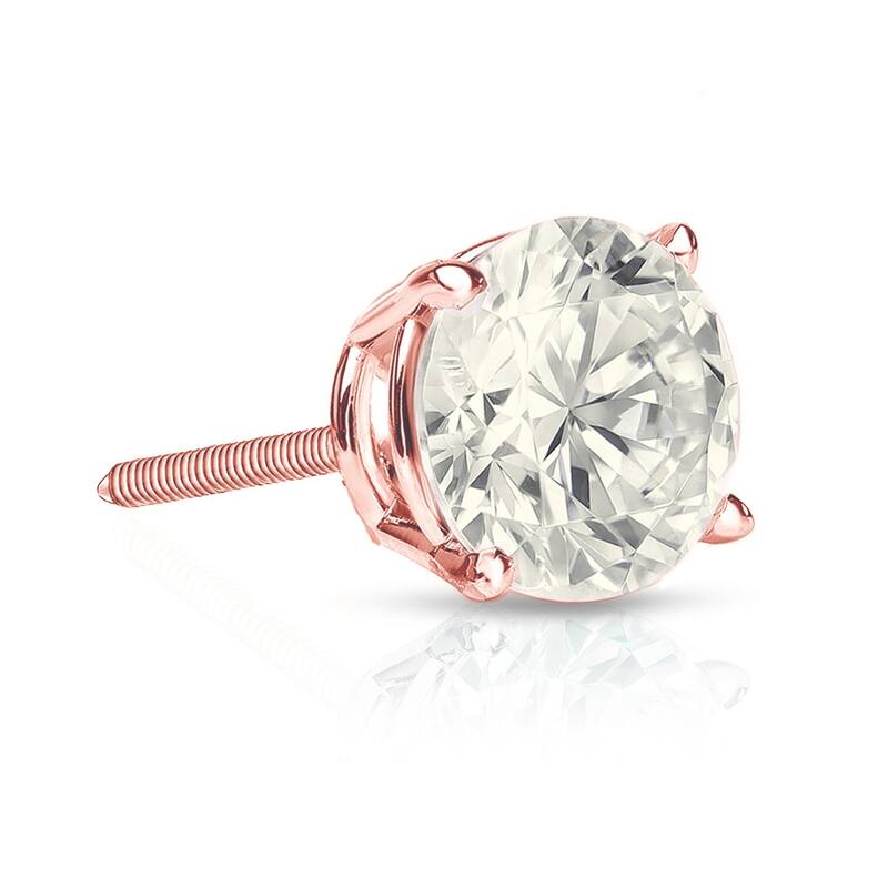 Auriya 14k Gold 1ct TDW Round SINGLE STUD (1) Diamond Earring - Rose