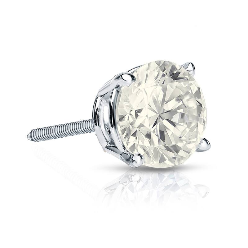 Auriya 14k Gold 1ct TDW Round SINGLE STUD (1) Diamond Earring - White