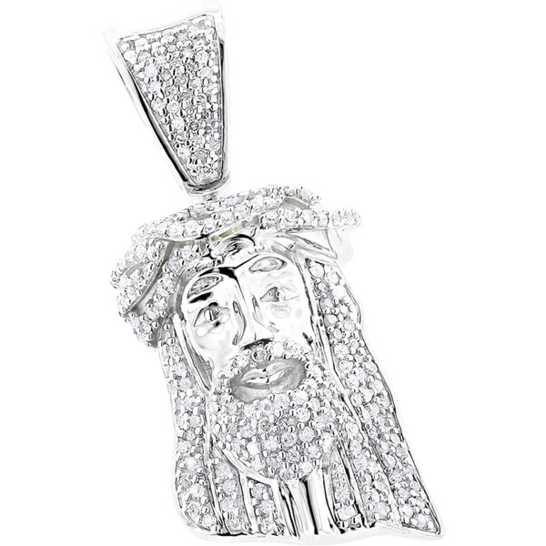 Luxurman 10k Gold Solid 1/2ct TDW Diamond Jesus Crown Pendant