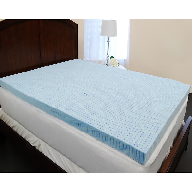 Splendorest 4-inch Gel Memory Foam Twin XL Dorm Mattress Topper - Blue
