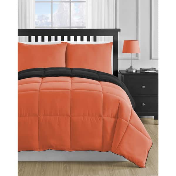 Shop Reversible Black And Orange 3 Piece Comforter Set Free