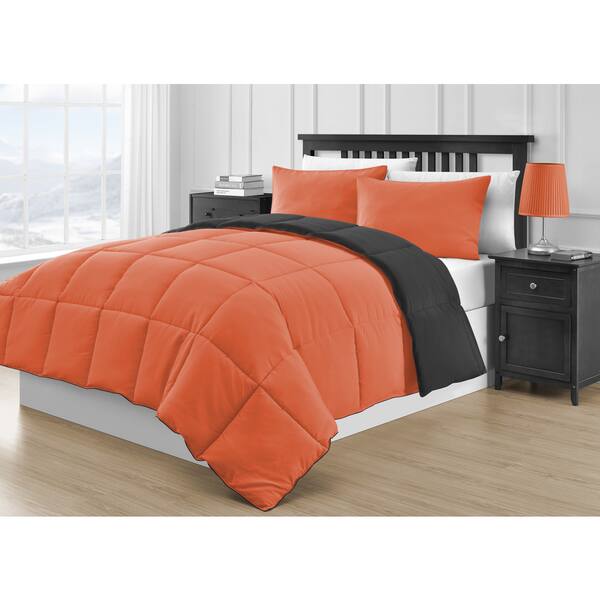 Shop Reversible Black And Orange 3 Piece Comforter Set Free