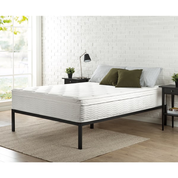 Priage By Zinus 12 Inch Queen Size Euro Box Top Spring Mattress Overstock 11485720