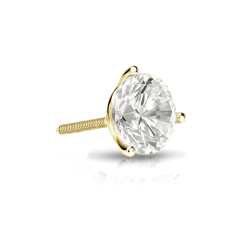 Auriya 1/4ctw Round SINGLE STUD (1) Diamond Earring 14k Gold 3-Prong Martini